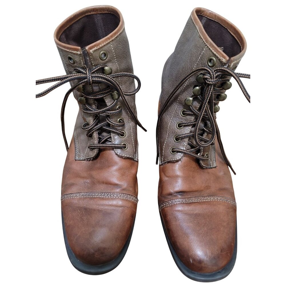 Aston Grey Collection Men's Red wood Brown & Tan‎ Leather Lace-Up Boots Size 9.5